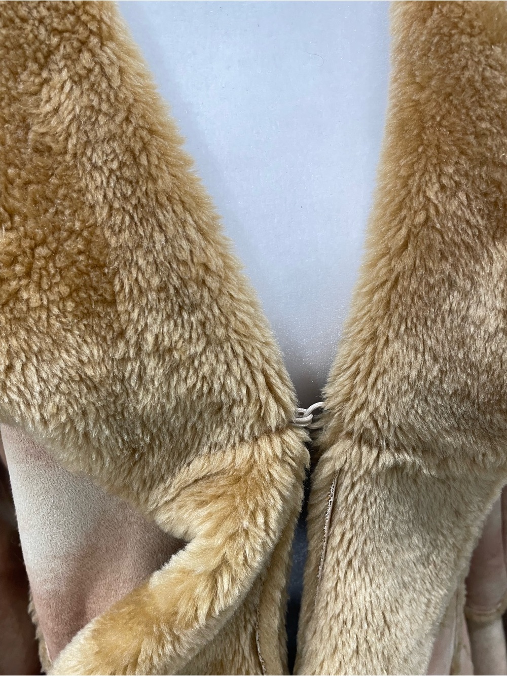 Newport News Camel Faux Suede Fur Lined Coat Flare Sleeve 8 Retro Penny Lane 70s - Picture 4 of 9